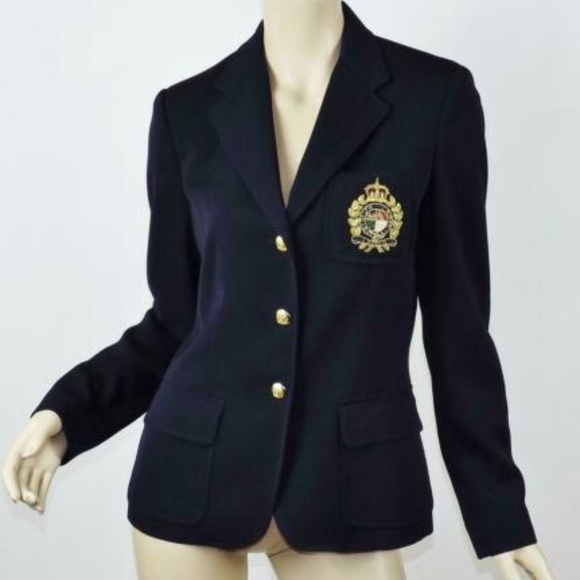 ralph lauren navy crest blazer